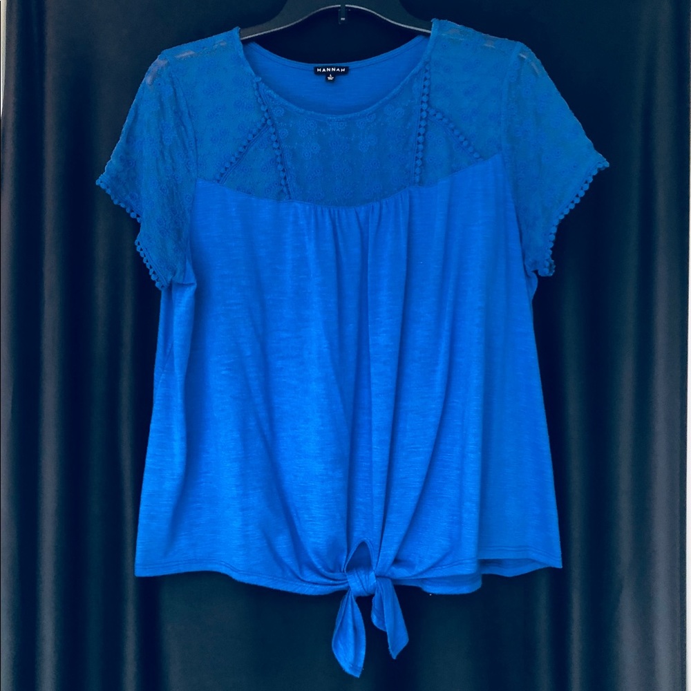 Knit Tee with Lace Top and Tie Bottom